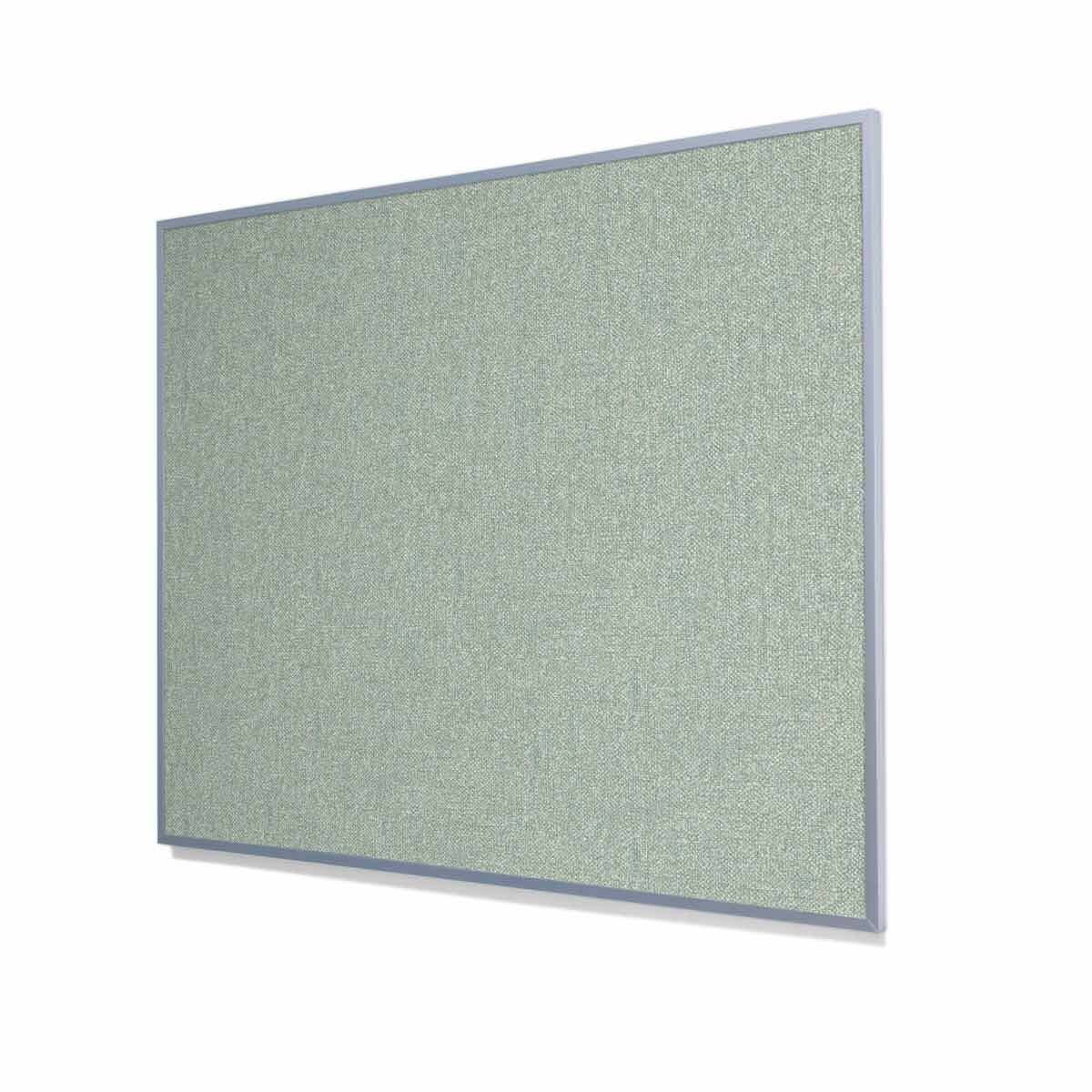 Type II Woven Vinyl Koroseal Linden II Mint Cork Board with Narrow Light Aluminum Frame